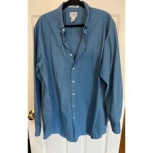 L.L.Bean All Cotton Mens XL Tall Shirt Button Down Blue/White Checker LongSleeve